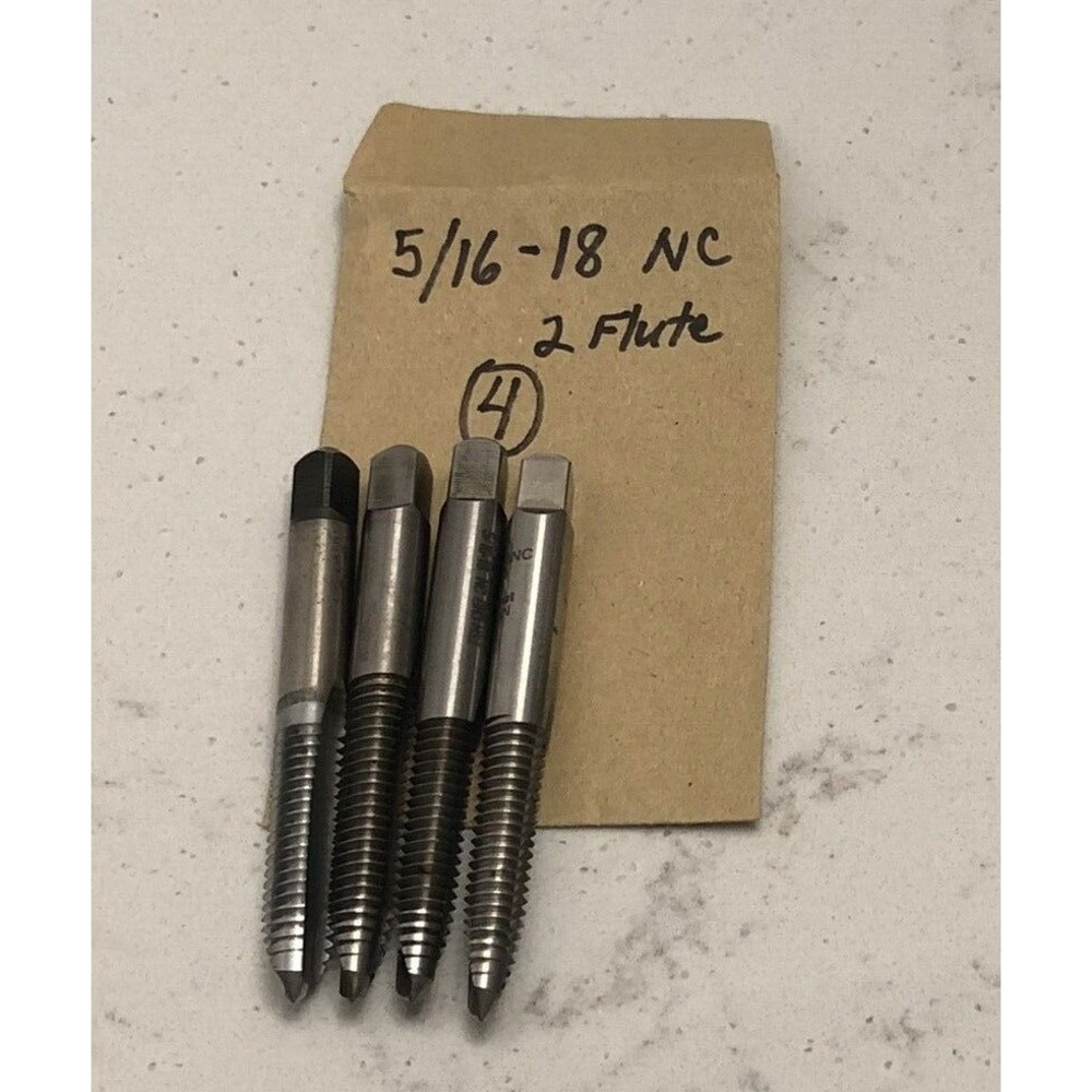 5/16 - 18 NC tap 2 Flute Various Manufacturers Lot of 4 Shop Tools Garage Drill